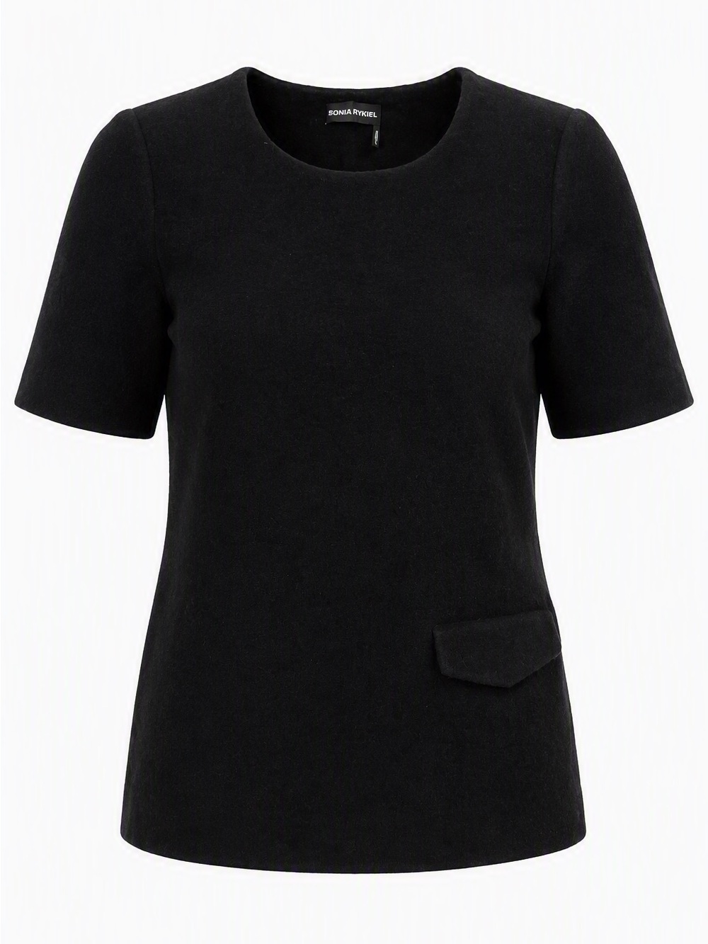 Sonia Rykiel Angora & Virgin Wool Black Short-Sleeve Women's Top sz 34 or S